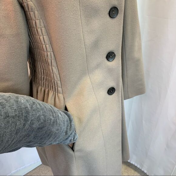 ZARA Taupe greyish tan brown high neck peplum coat size medium - Picture 7 of 13